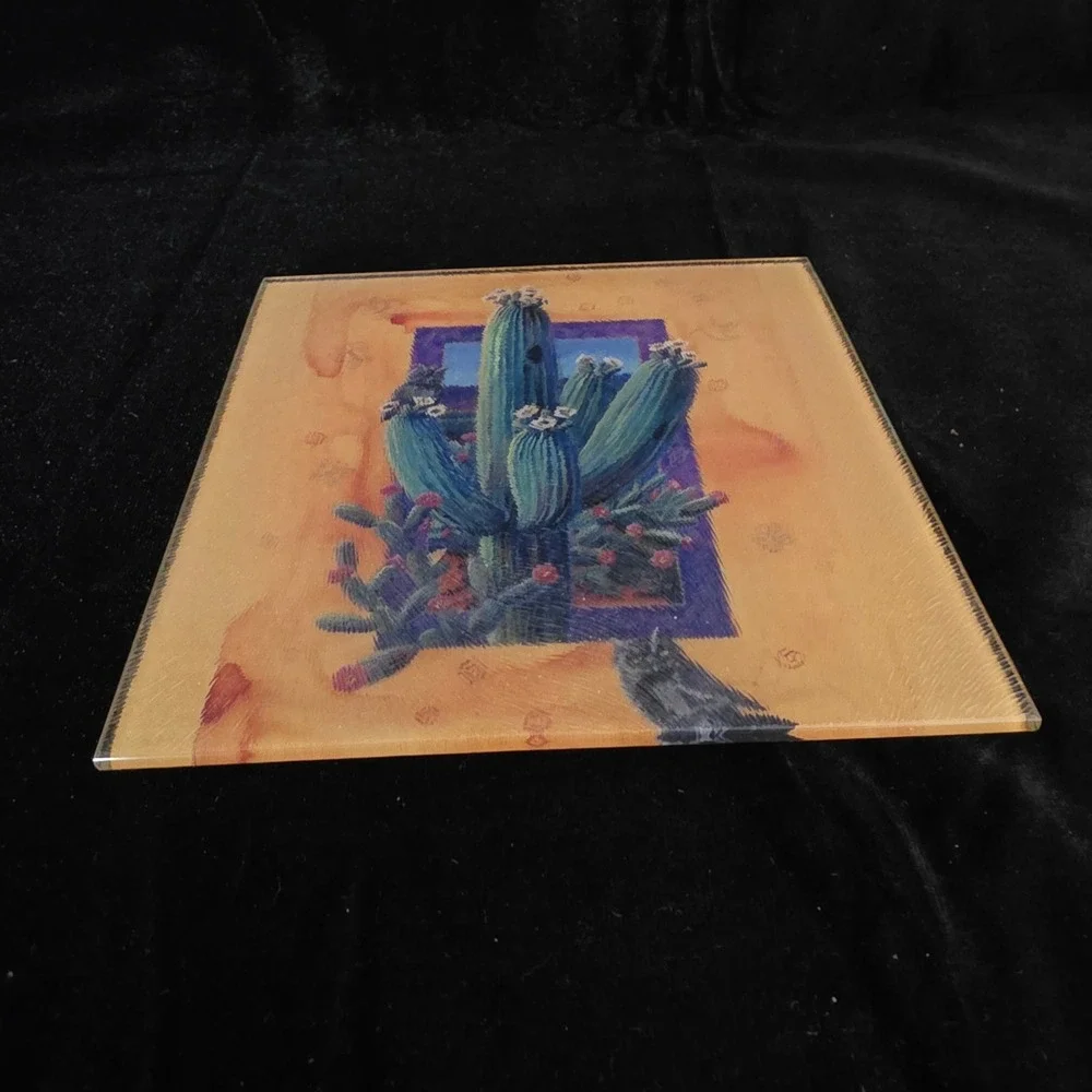 VTG Tuftop Tempered Glass Saguaro Cactus Trivet Soutbwest 6x6